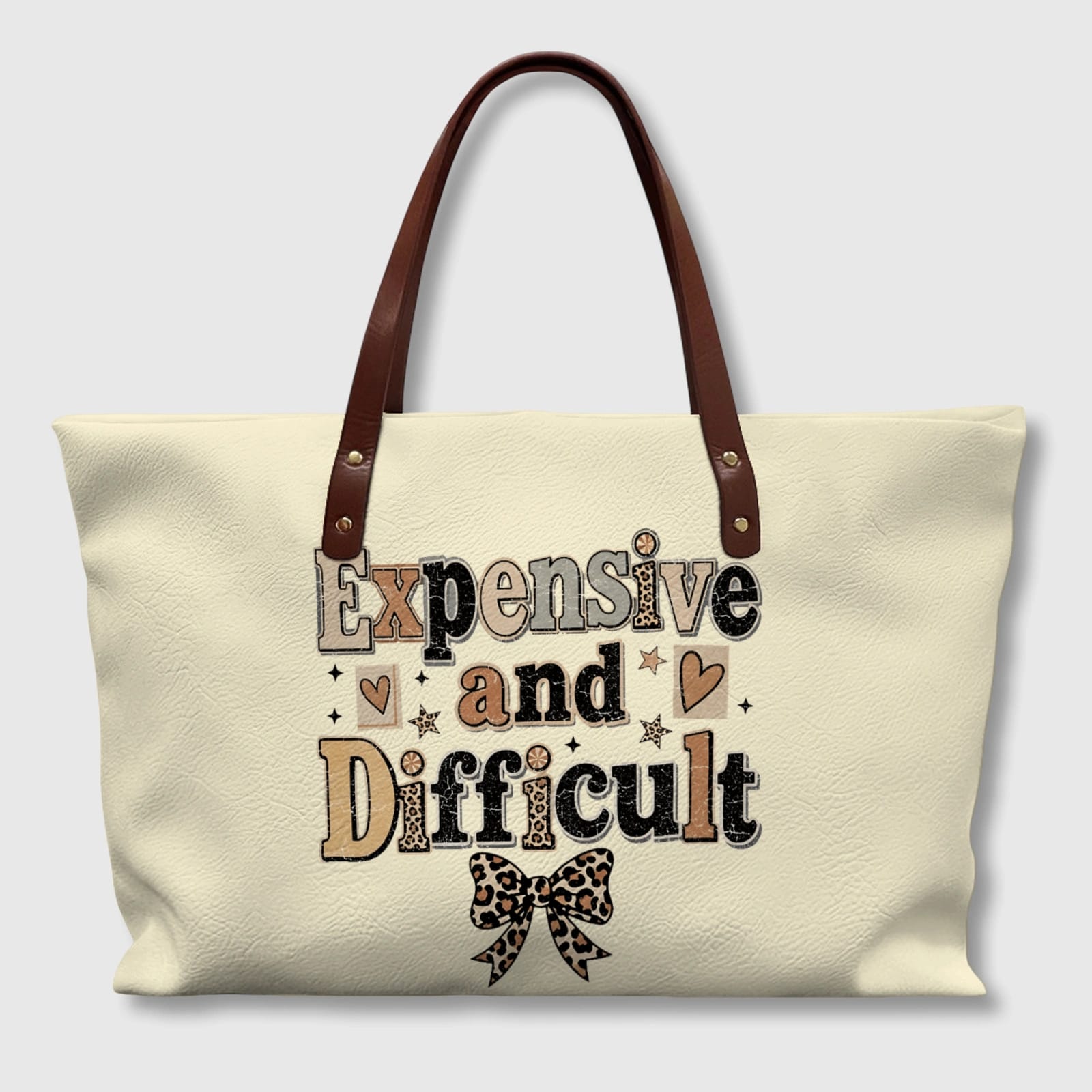 Funny Leopard Bow Quote Tote Bag for Women Daily Gift