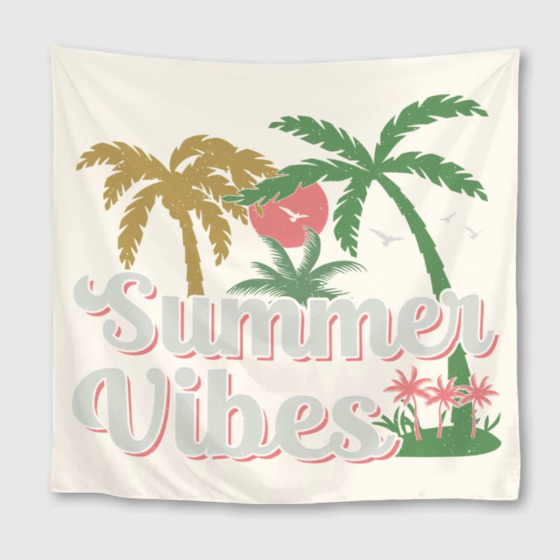 Retro Palm Summer Vibes Towel Tapestry for Beach & Home Use