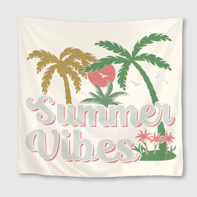 Retro Palm Summer Vibes Towel Tapestry for Beach & Home Use