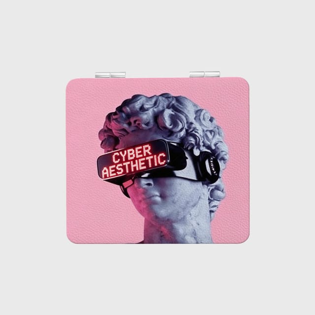 Vaporwave VR Statue Square Pocket Makeup Mirror for Gifts