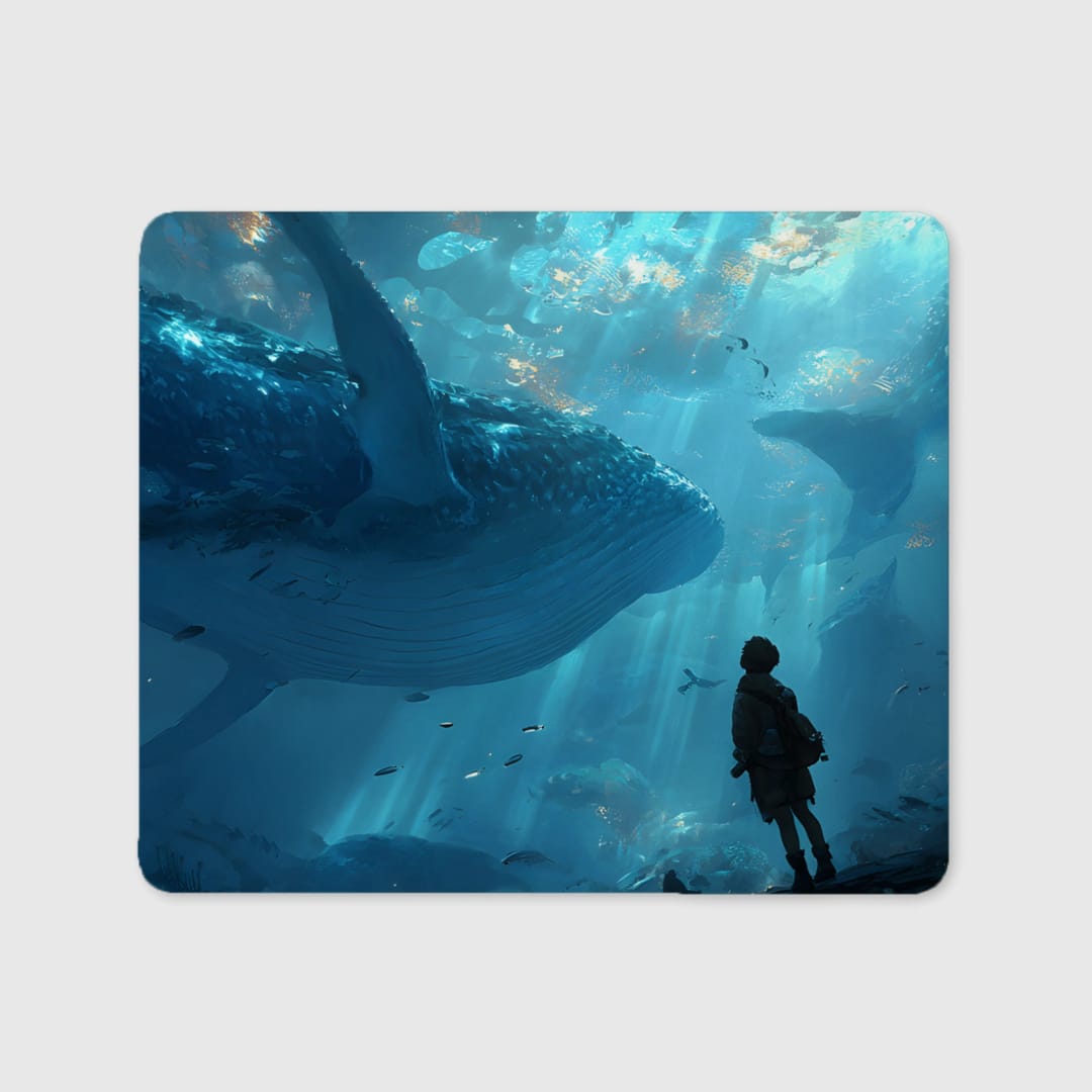 Underwater Whale Scene Mouse Pad for Gamers Birthday Gift - 1