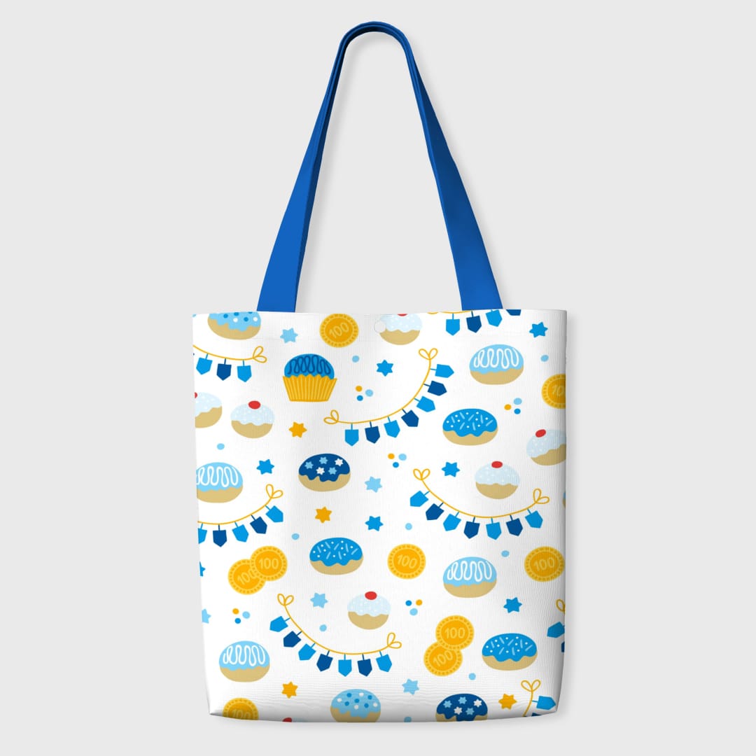 Hanukkah Dreidel Canvas Tote Bag for Daily Gifting - 1