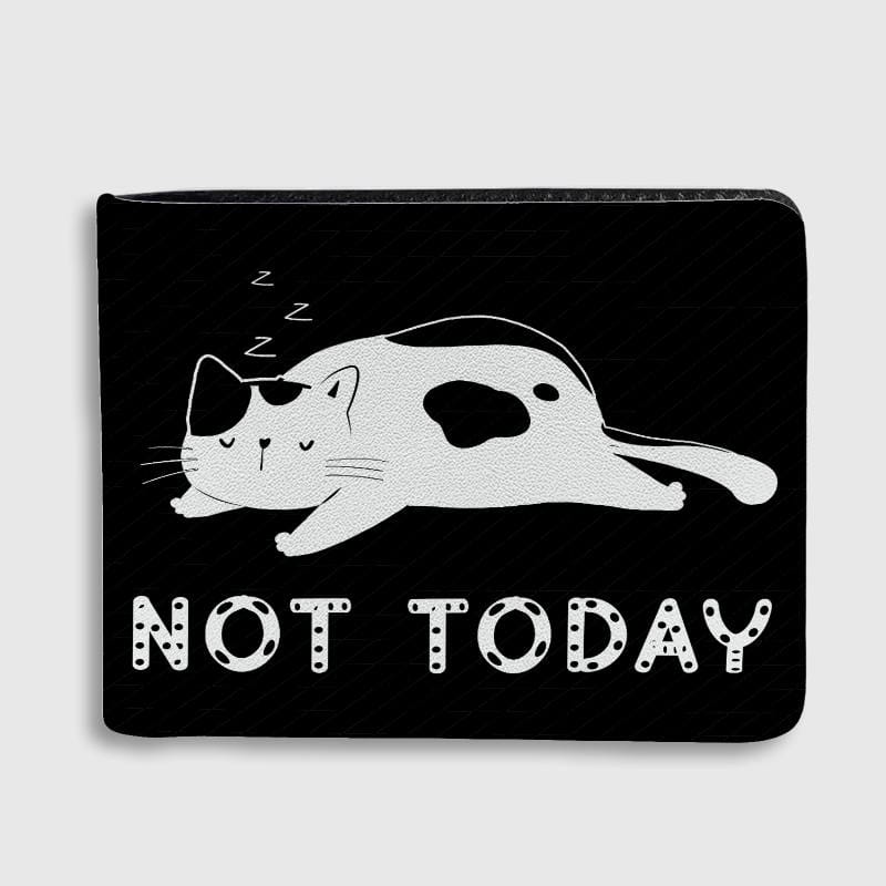 Funny Not Today Cat Bifold Wallet for Cat Lovers Daily Use