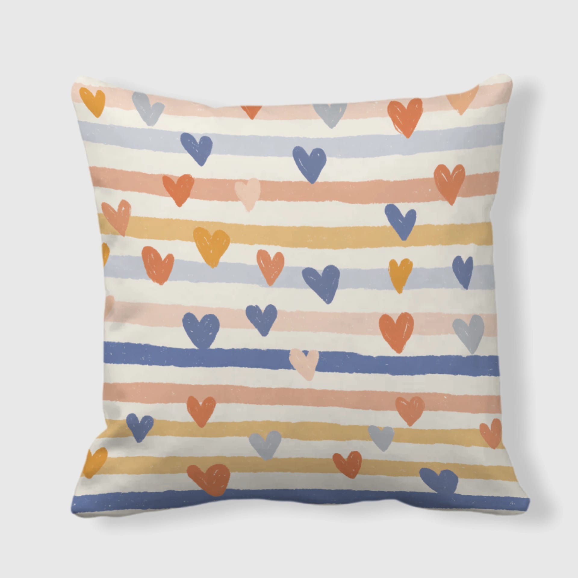 Pastel Heart Stripe Throw Pillow for Valentine's Day Home Decor