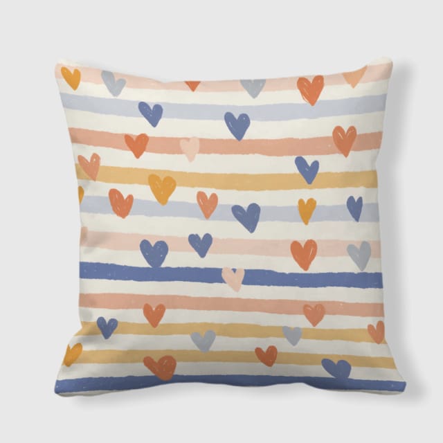 Pastel Heart Stripe Throw Pillow for Valentine's Day Home Decor