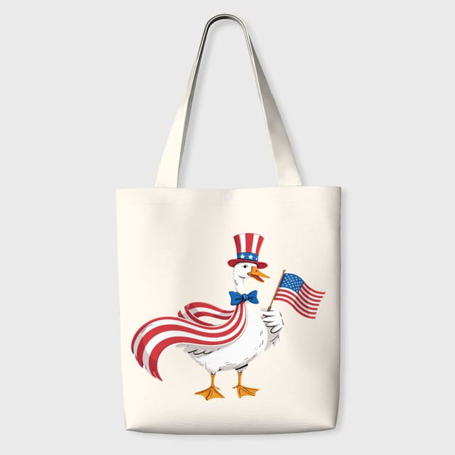 Patriotic Goose Canvas Tote Bag for US 250th Anniversary Gift