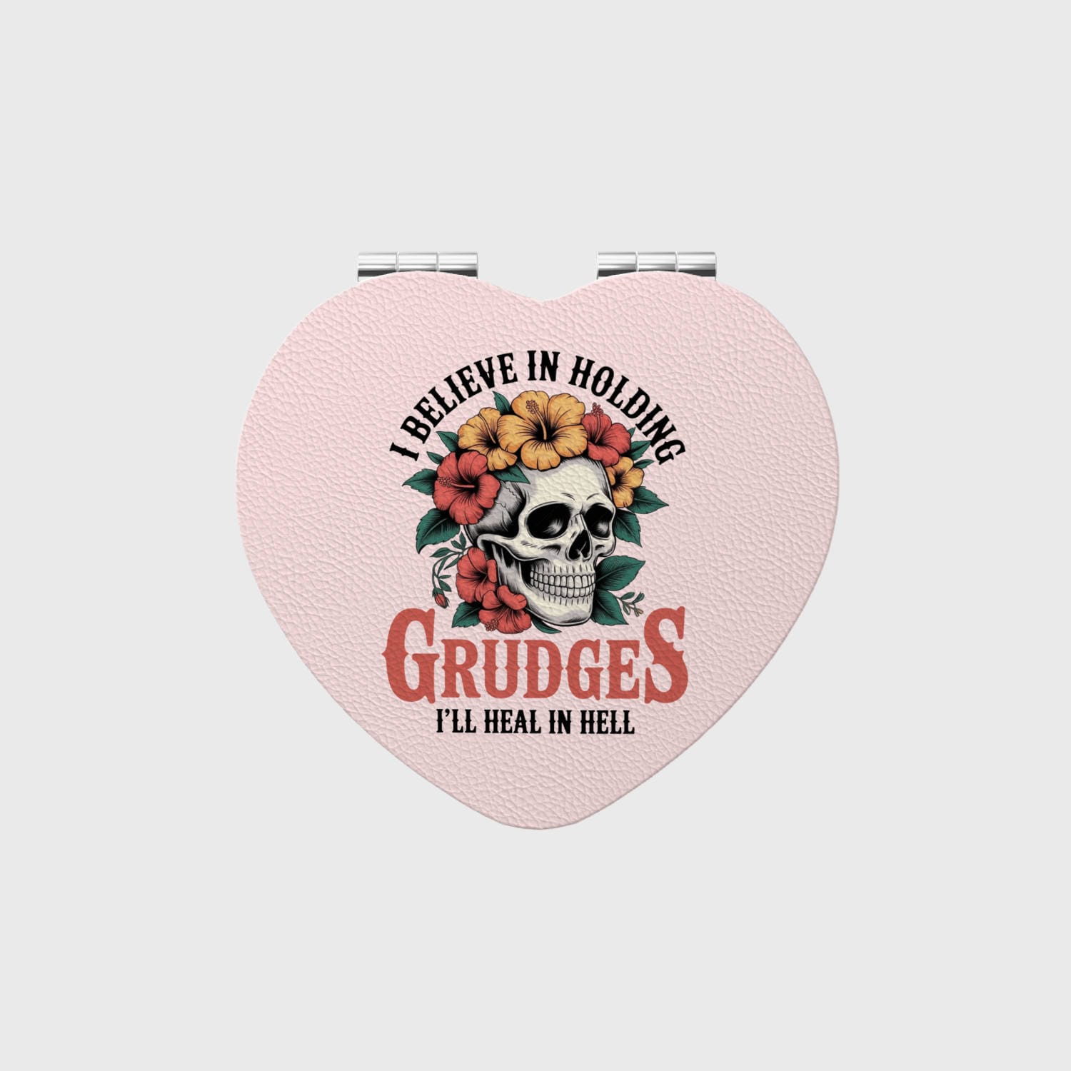 Floral Skull Pocket Mirror for Friend Birthday Gift