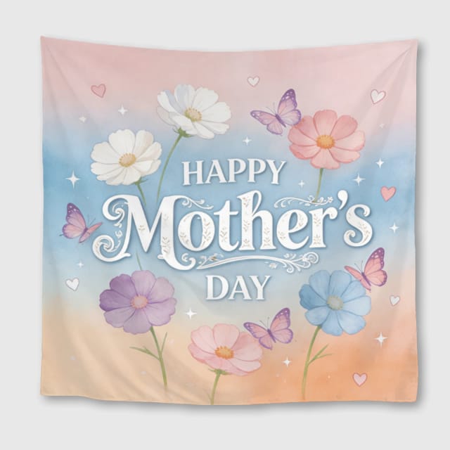 Floral Happy Mother's Day Square Towel for Mom Gift