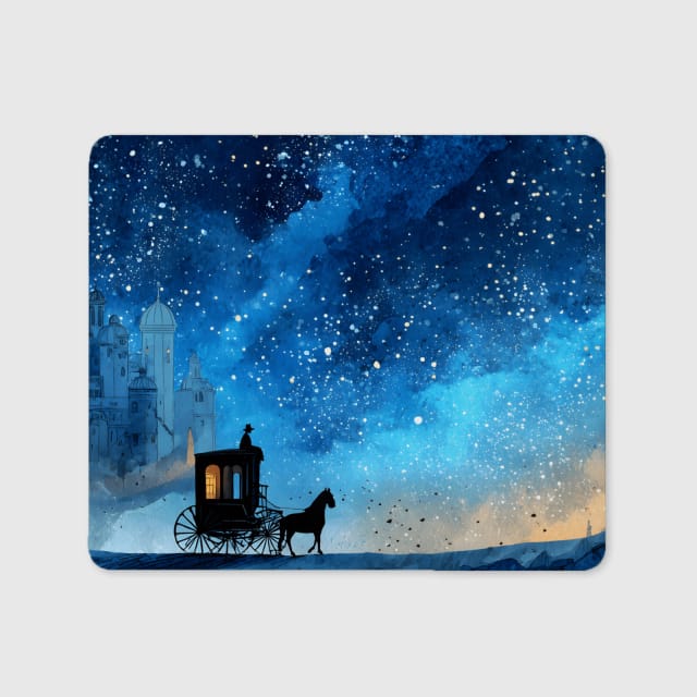 Starry Night Horse Carriage Mouse Pad for Office & Gifting