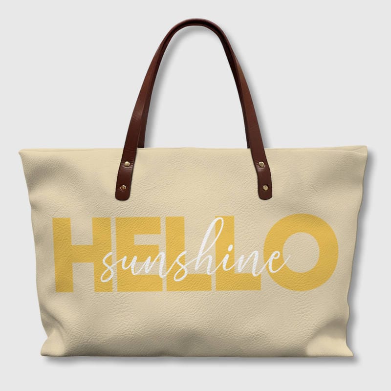 Hello Sunshine PU Tote Bag for Women Summer Use