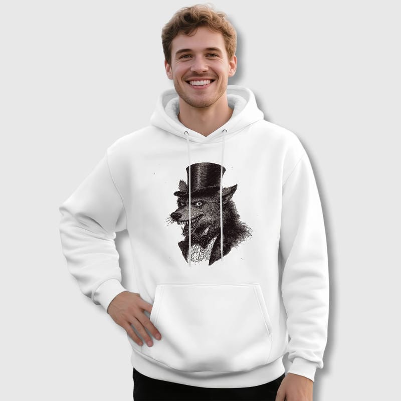 Vintage Top Hat Wolf Hoodie for Pet Lovers Halloween Gift