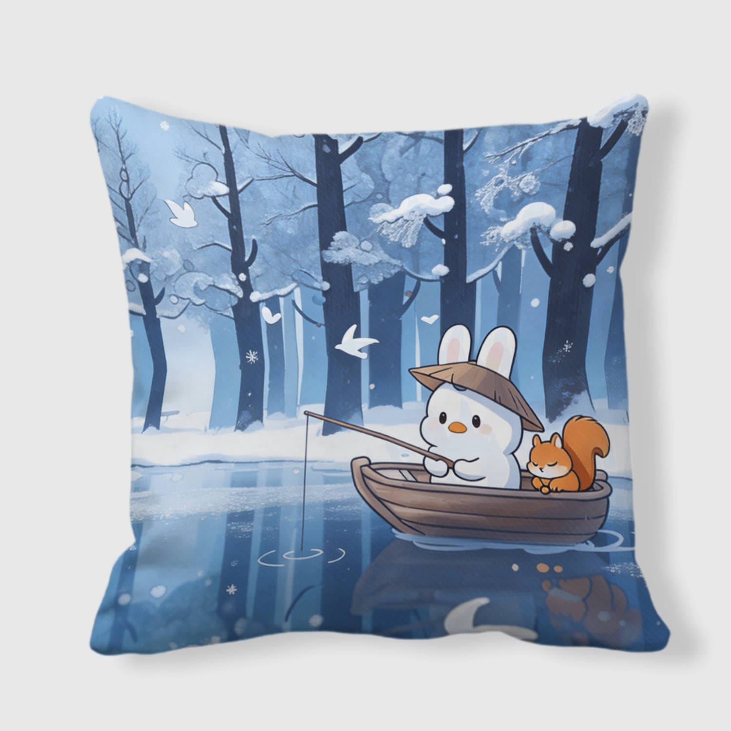 Cute Winter Rabbit Squirrel Pillow for Animal Lovers Gift