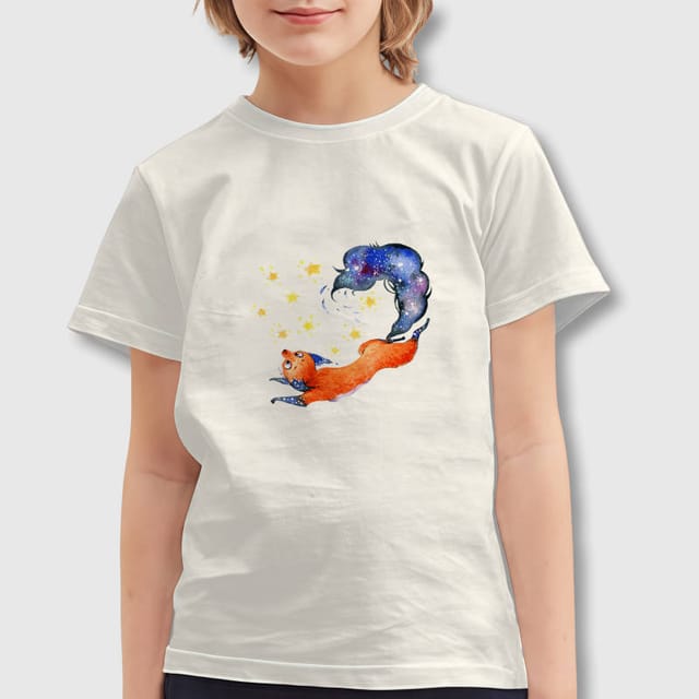 Watercolor Galaxy Fox Kids Tee for Boys Girls Birthday Gift