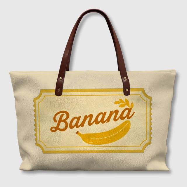 Cute Banana Print PU Leather Tote for Summer Daily Gift