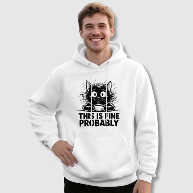 Anxious Cat Coffee Pullover Hoodie for Cat Lovers