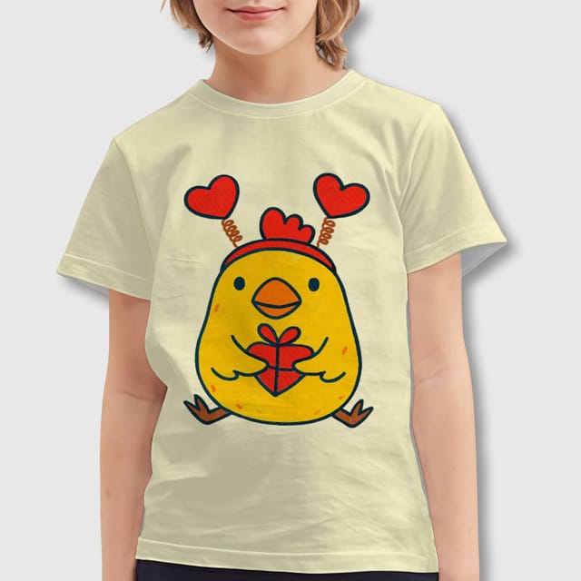 Cute Heart Chick Kids T-Shirt for Boys Girls Valentine Gift