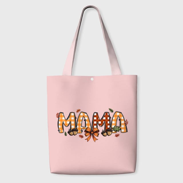 Fall Plaid MAMA Tote Bag for Moms Thanksgiving Gift