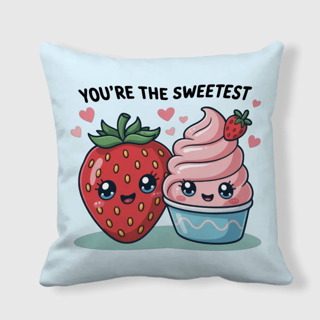 Kawaii Strawberry Cupcake Throw Pillow for Her Valentine Gift - 1