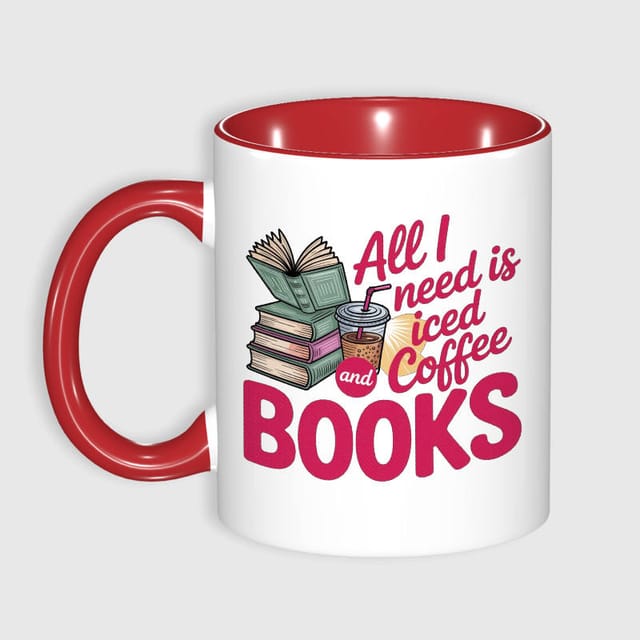 Iced Coffee & Books Quote Mug for Readers Daily Use
