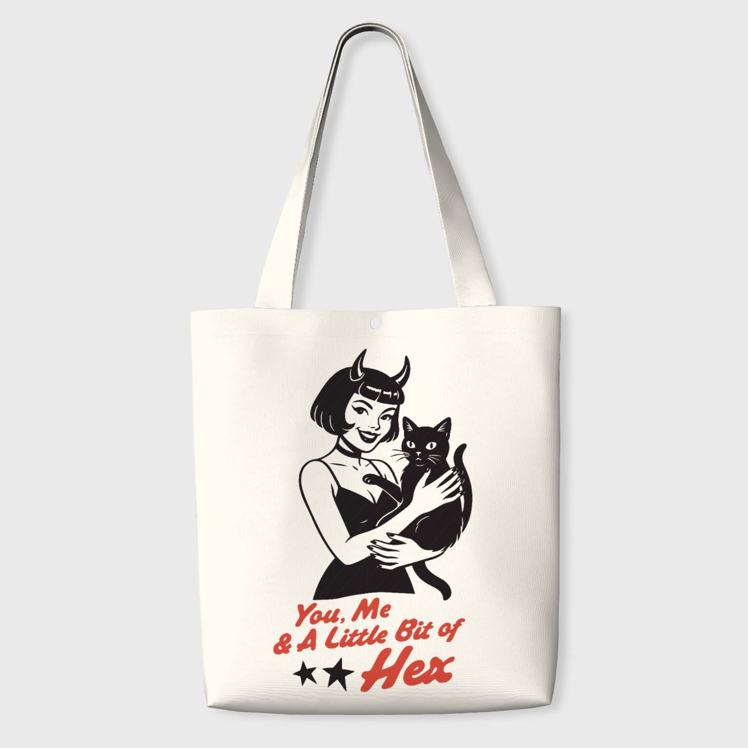 Hex Quote Black Cat Tote Bag for Witchy Pet Lovers Daily Use