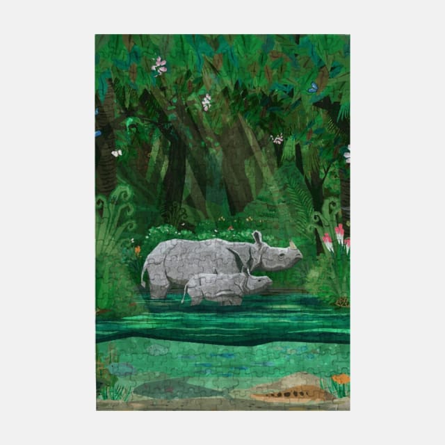 Rhinoceros Jungle Photo Puzzle