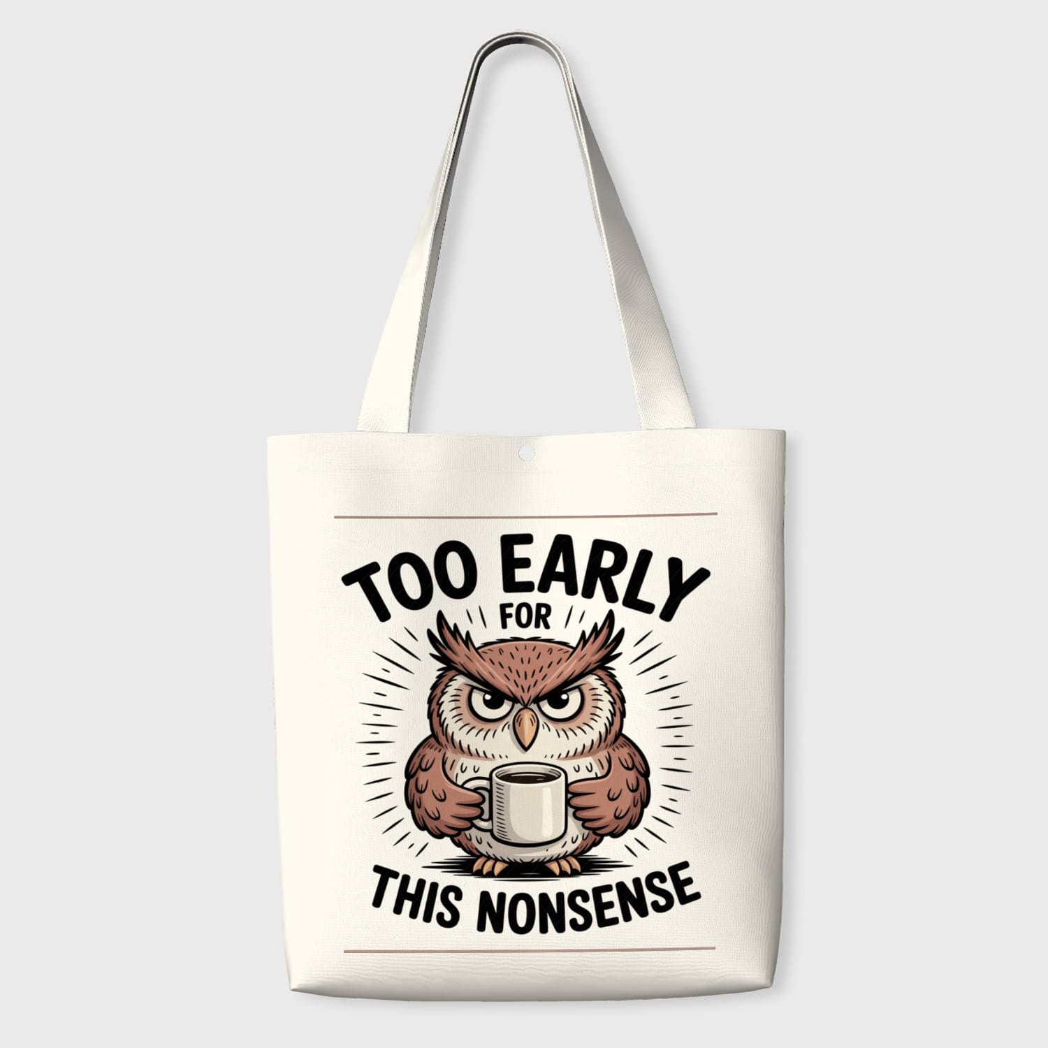 Funny Coffee Owl Tote Bag for Coffee Lovers Daily Use