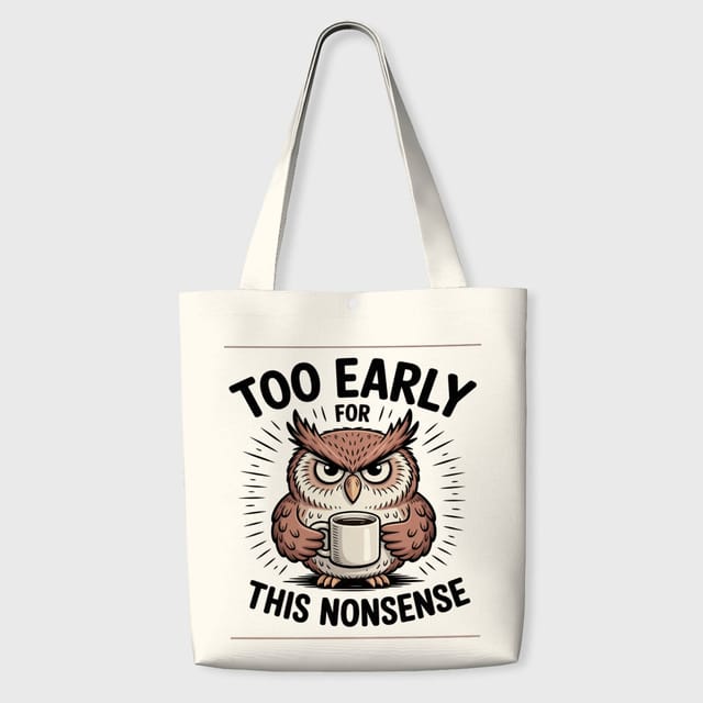 Funny Coffee Owl Tote Bag for Coffee Lovers Daily Use