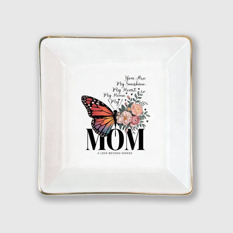 Floral Butterfly Ceramic Jewelry Tray for Mom Mother's Day Gift