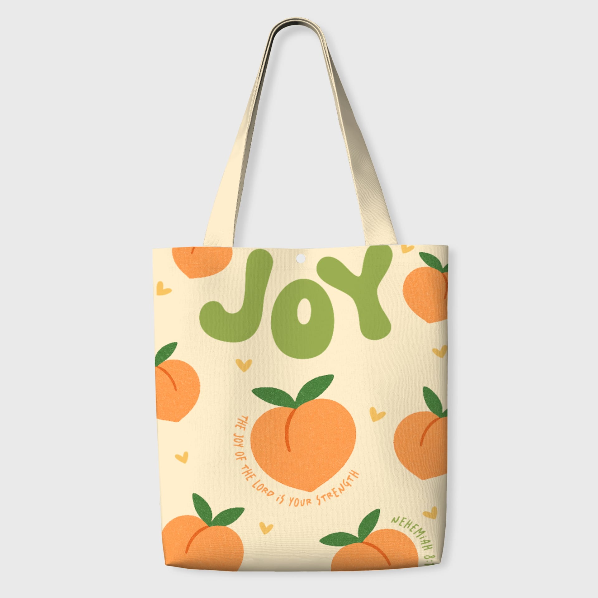 Peach Joy Christian Quote Tote Bag for Daily Gifts & Use