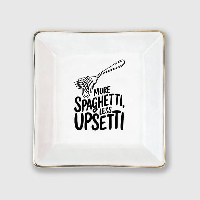 Funny Spaghetti Pun Square Ceramic Trinket Tray for Food Lovers