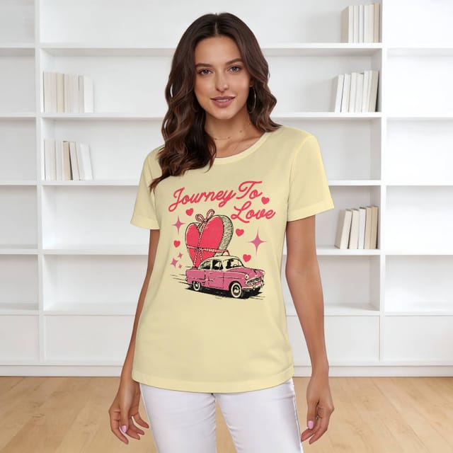 Journey To Love Print T-Shirt for Women Valentine's Day Gift