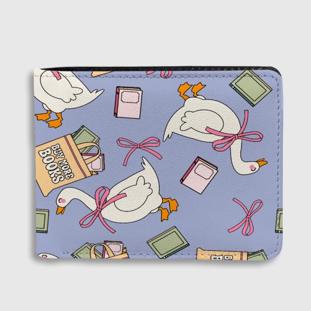 Coquette Goose Book Print Bifold Wallet for Book Lovers Daily Use