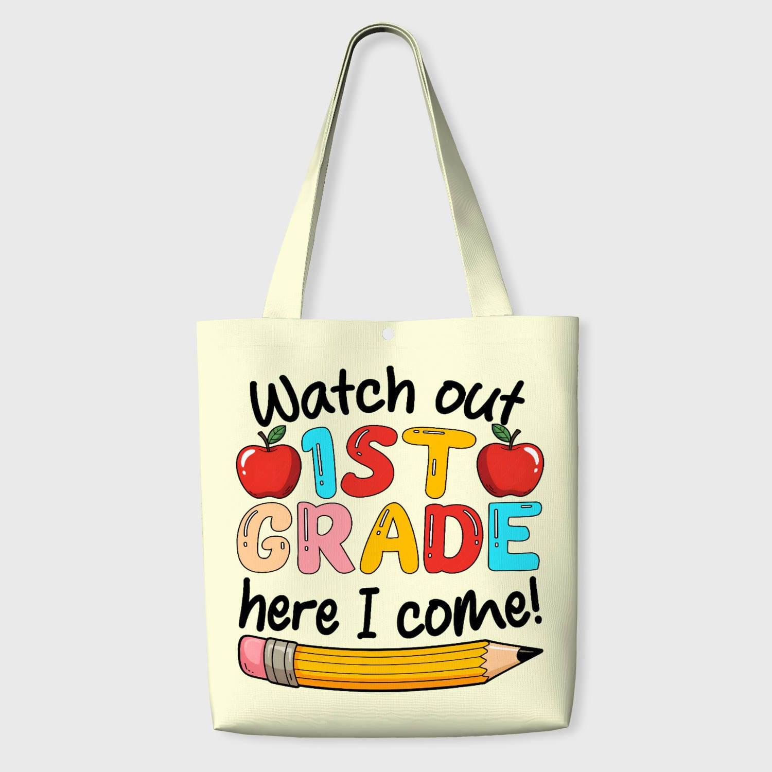 Funny 1st Grade Quote Polyester Tote Bag for Kids Back To School