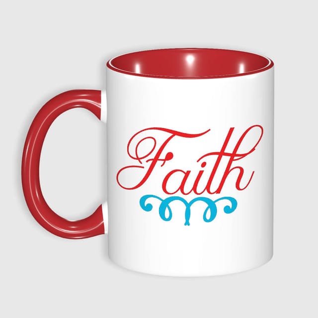 Faith Script Red Accent Mug for Christian Inspirational Gift
