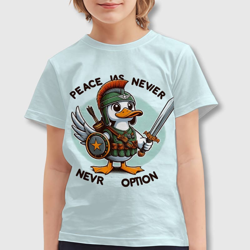Funny Warrior Duck Kids T-Shirt for Boys Girls Daily Wear