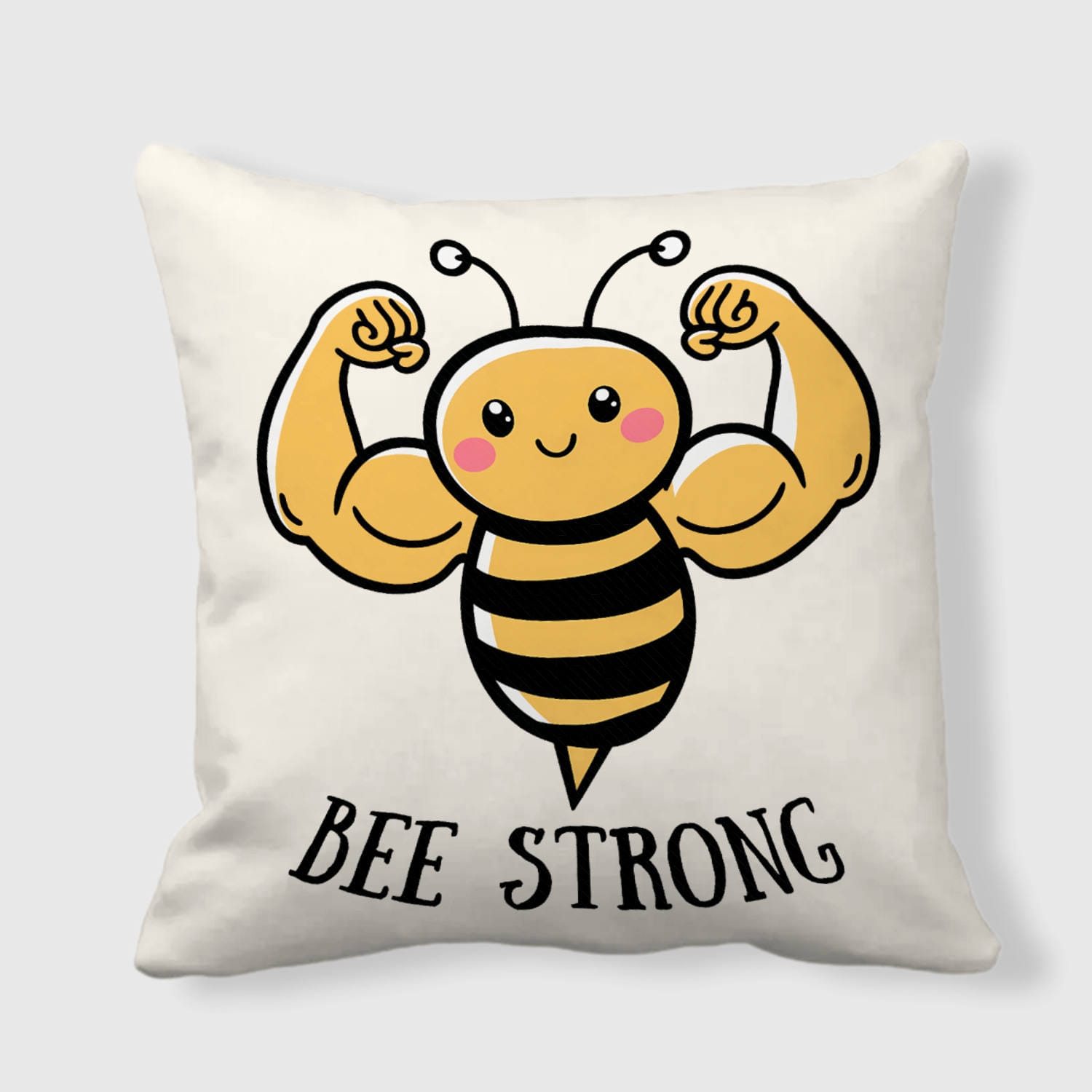 Cute Bee Strong Throw Pillow for Motivational Gift Home Decor