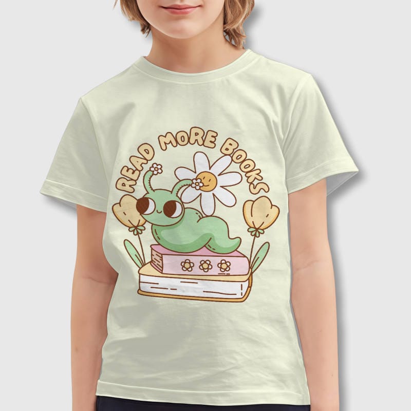 Cute Bookworm Kids T-Shirt for Back to School Gift