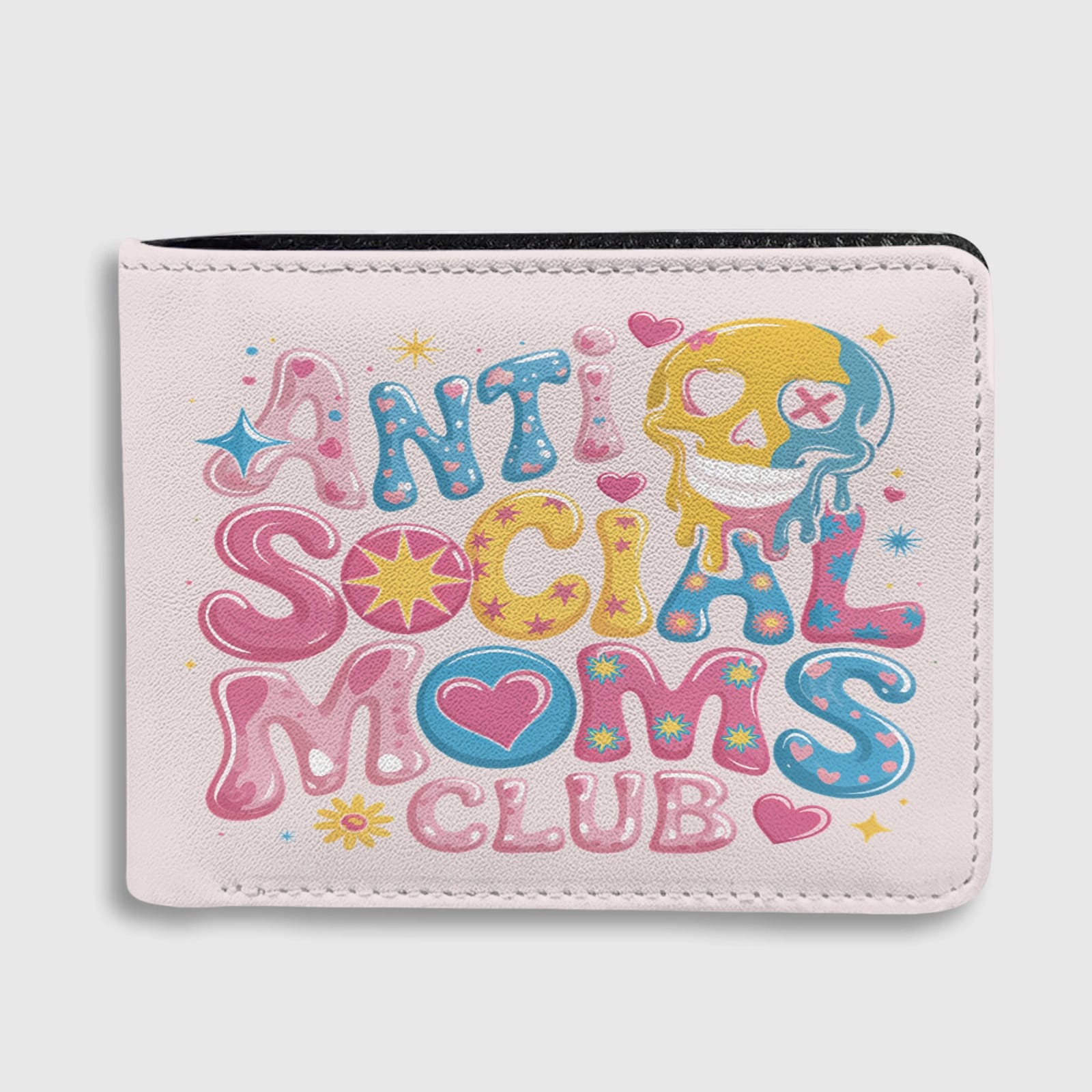 Anti Social Moms Club Bifold Wallet Funny Cute Gift for Mom Birthday Mother's Day