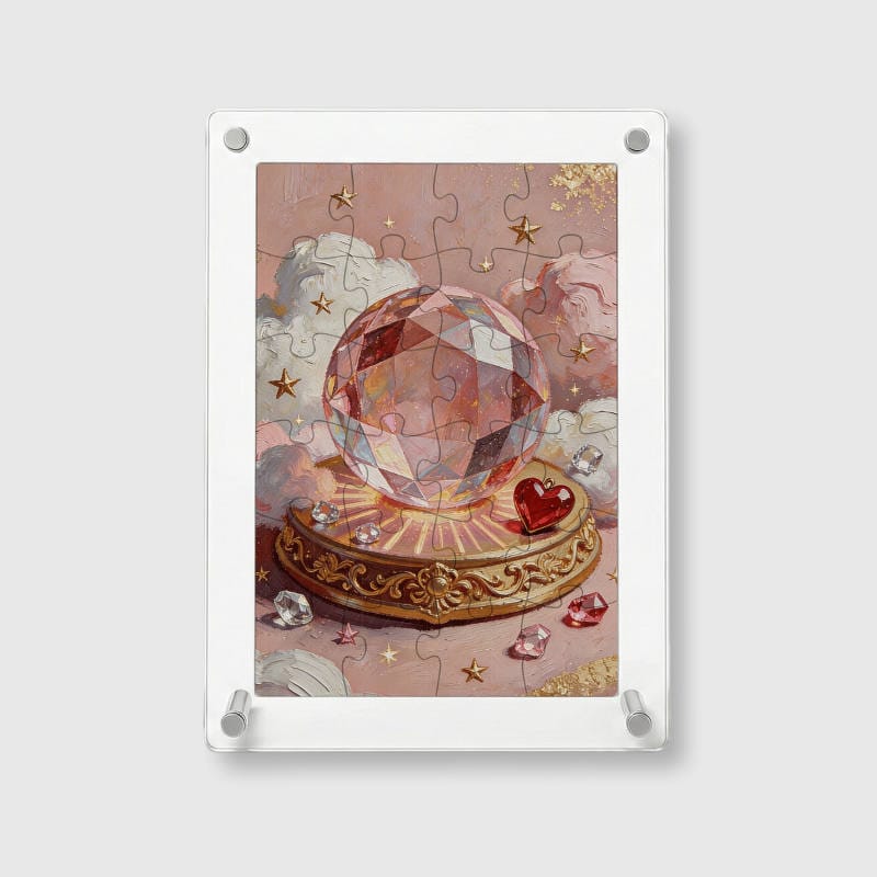 Pink Magic Crystal Ball Acrylic Puzzle for Her Valentine Gift - 1