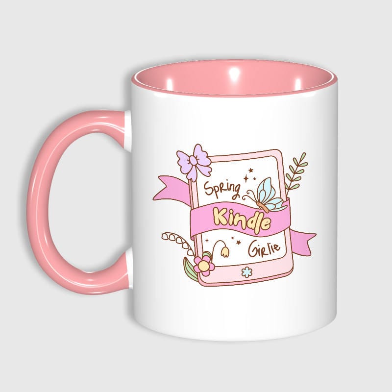 Cute Spring Kindle 11oz Mug for Book Lovers Gift Daily Use