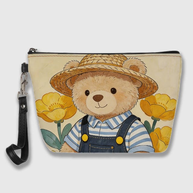 Cute Teddy Bear PU Cosmetic Bag for Bear Lovers Daily Use