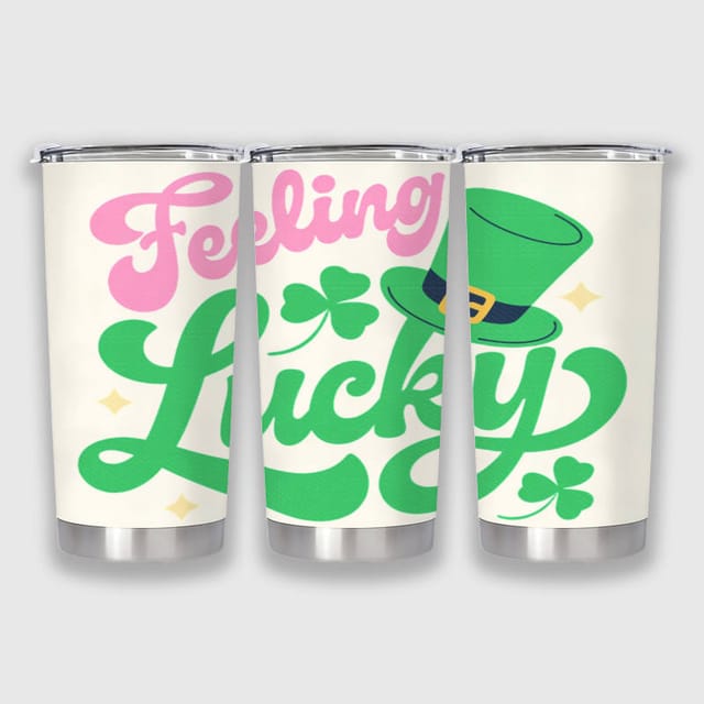 Feeling Lucky Shamrock Tumbler for St. Patrick's Day Gift