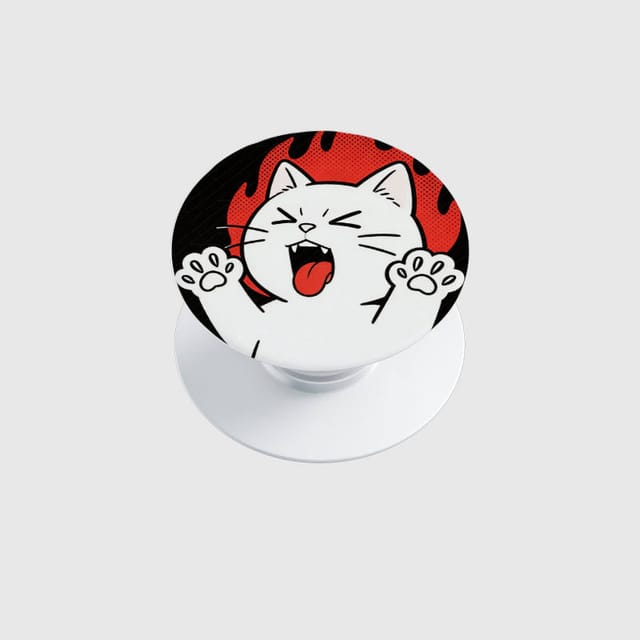 Funny Angry Cat Expandable Phone Grip for Cat Lovers Daily Use