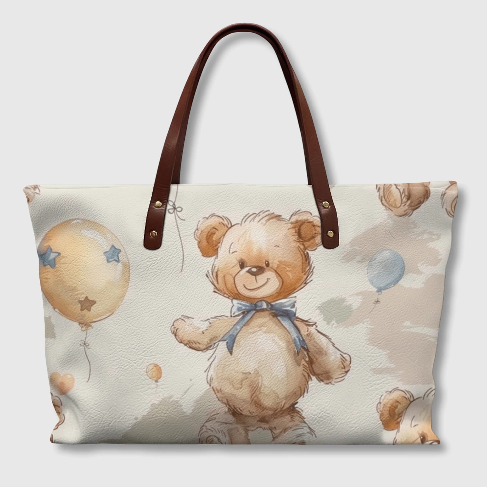 Watercolor Teddy Bear Tote Bag for Women Daily Travel Gift