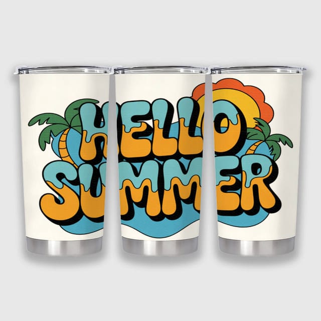Retro Hello Summer Insulated Tumbler for Summer Lovers Daily Use