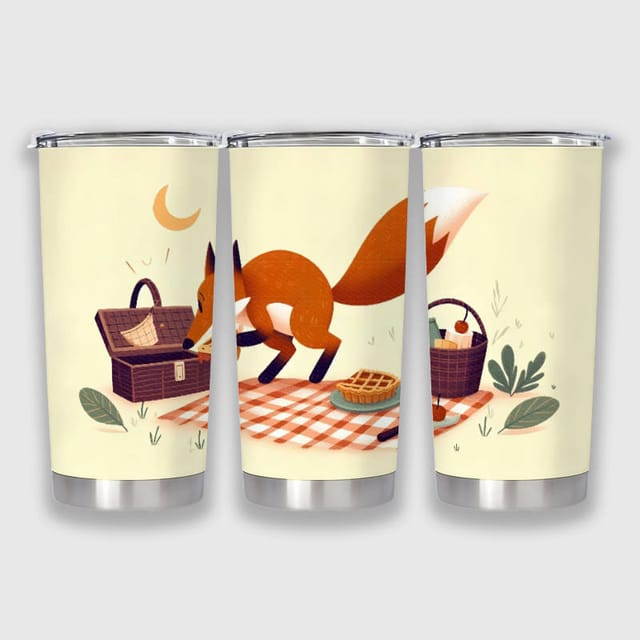 Cute Fox Picnic Insulated Tumbler for Fox Lovers Daily Use