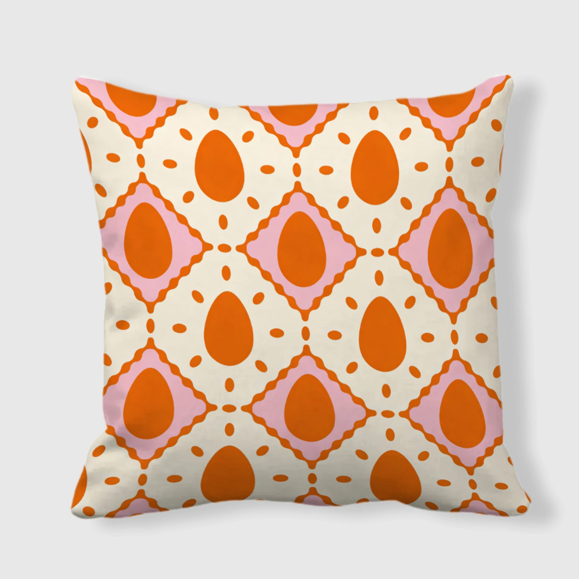 Retro Geometric Egg Throw Pillow for Easter Home Decor