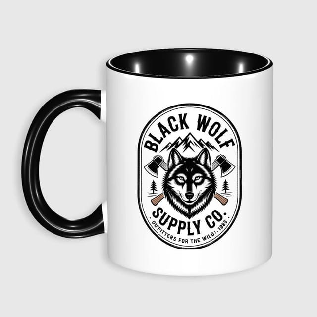 Black Wolf 11oz Coffee Mug for Outdoor Lovers Gift