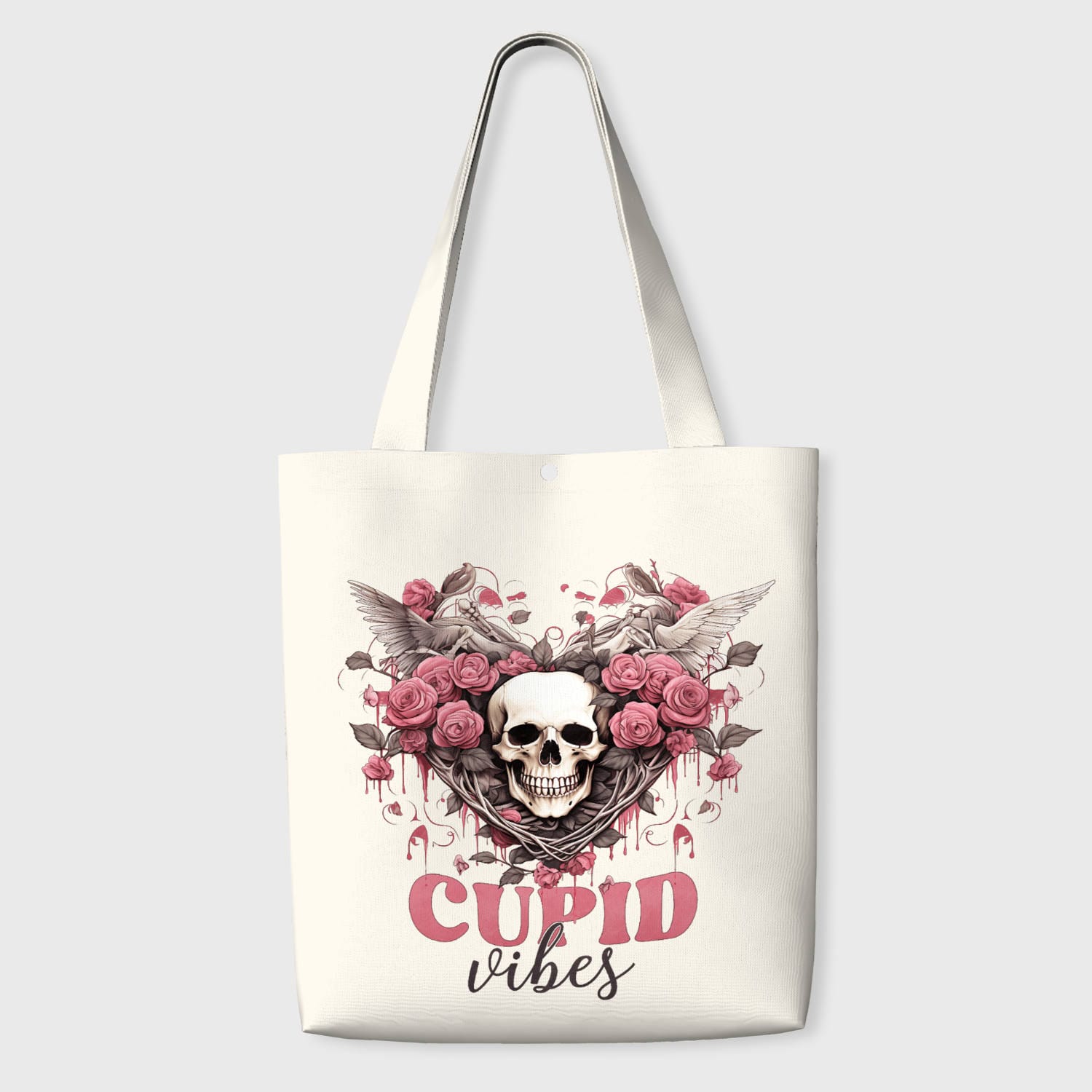 Goth Skull Rose Tote Bag for Alternative Valentine's Daily Use