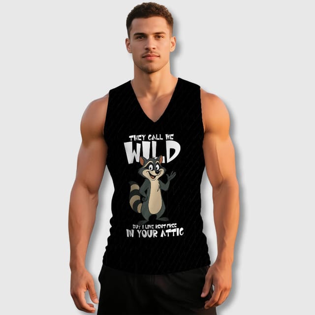 Funny Raccoon Quote V-Neck Workout Vest for Men Gym Use